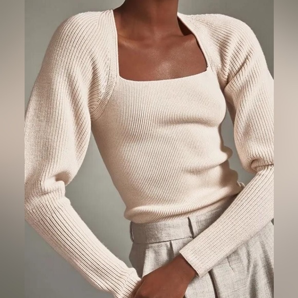 COS Sweaters - COS Square Neck Cream Knit Sweater - M